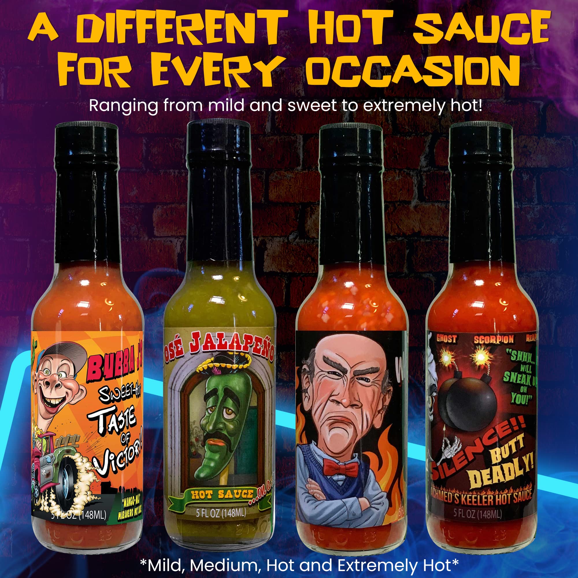 Jeff Dunham - Jose Jalapeno Hot Sauce | A Perfect Balance of Jalapeno and Habanero Peppers for a Spicy and Flavorful Kick (Medium, 5 fl oz)