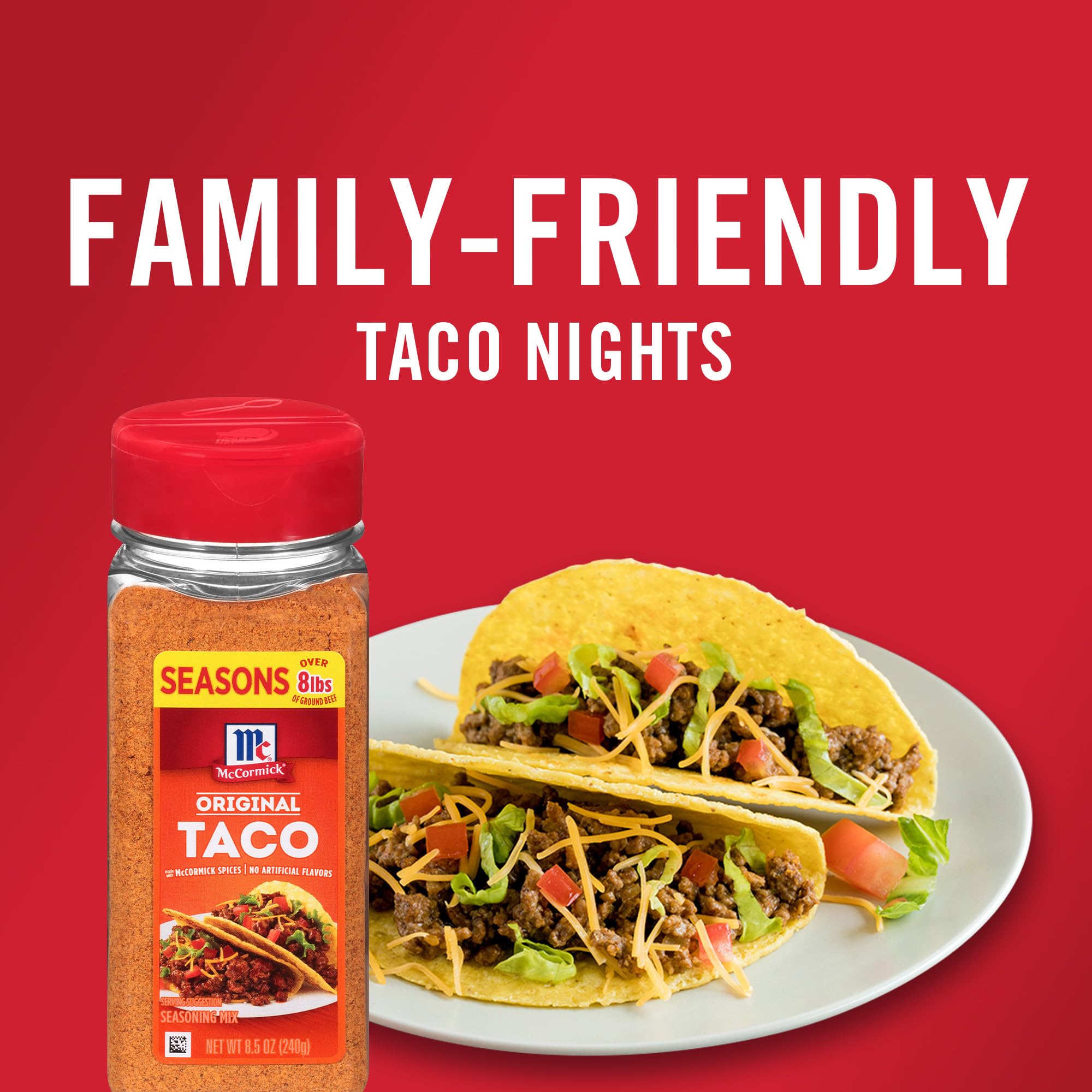 McCormick Taco Seasoning Mix, Original, No Artificial Flavors, No MSG Added, Mild Heat and Classic Flavor the Whole Family Will Love, 8.5 oz