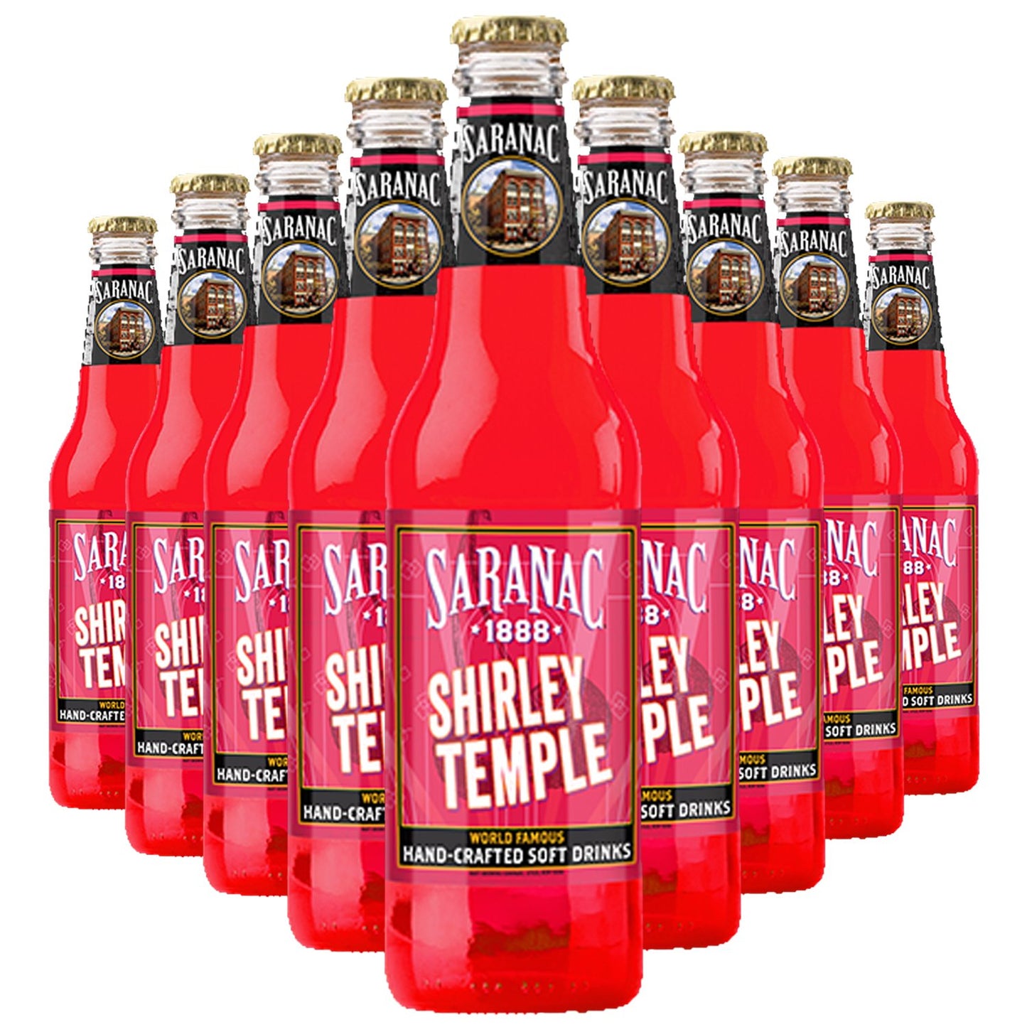Saranac World Famous Hand-Crafted Shirley Temple Soda Soft Drink, 12 fl oz (12 Glass Bottles)