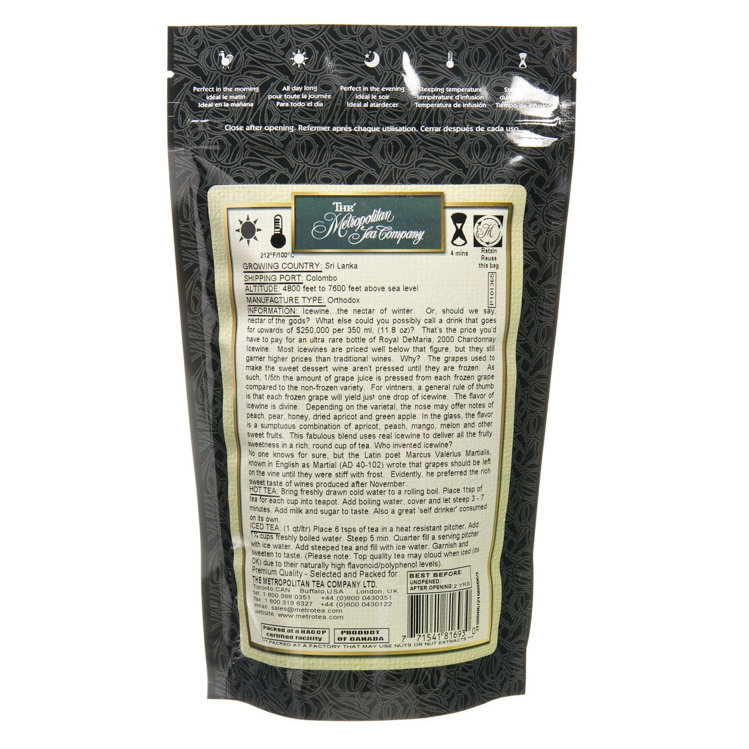 Metropolitan Tea Discovery Loose Tea Pack, Ice Wine Flavored Black, 100gm