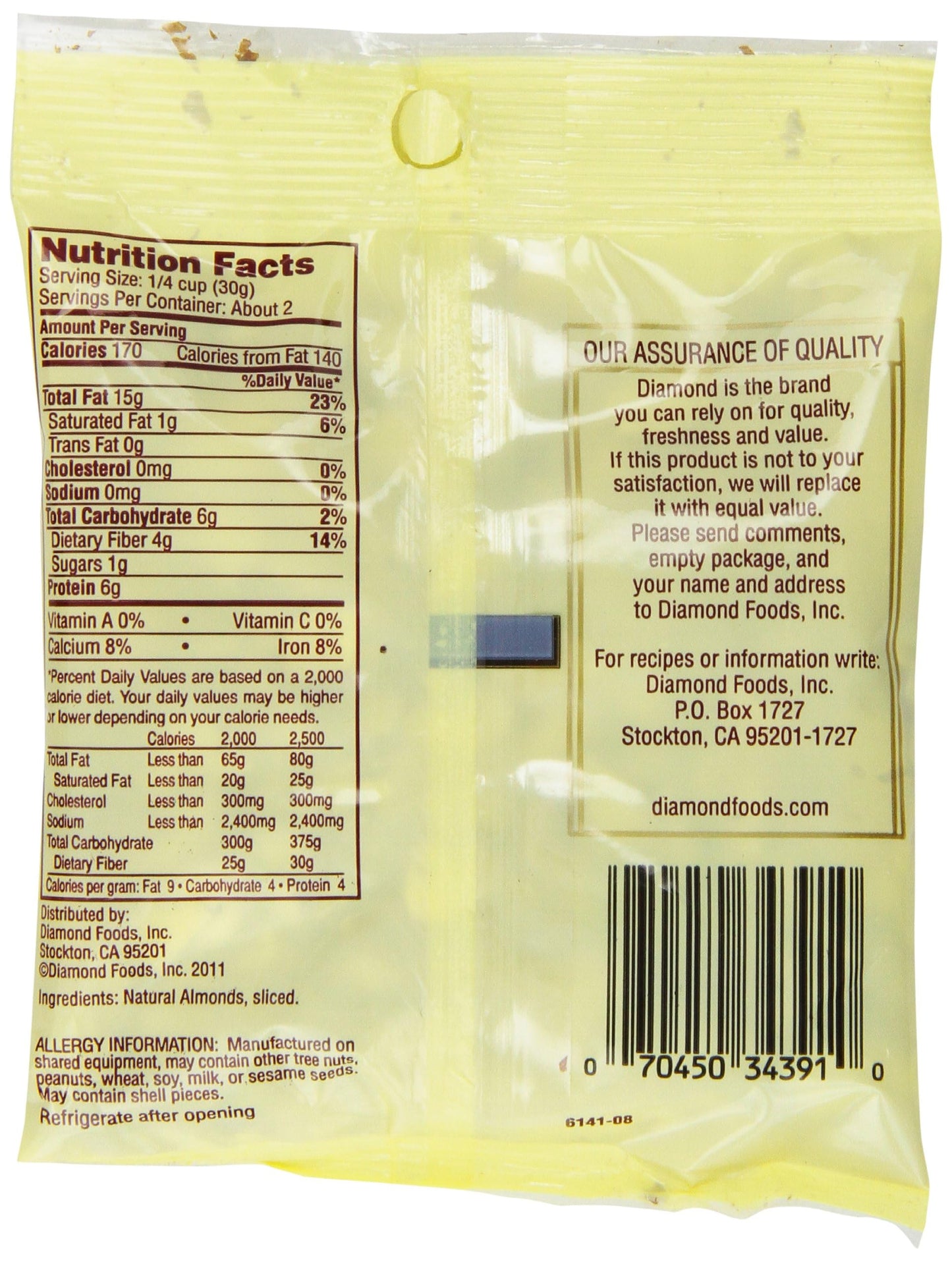 Diamond Almonds, Sliced, 2.25 Oz