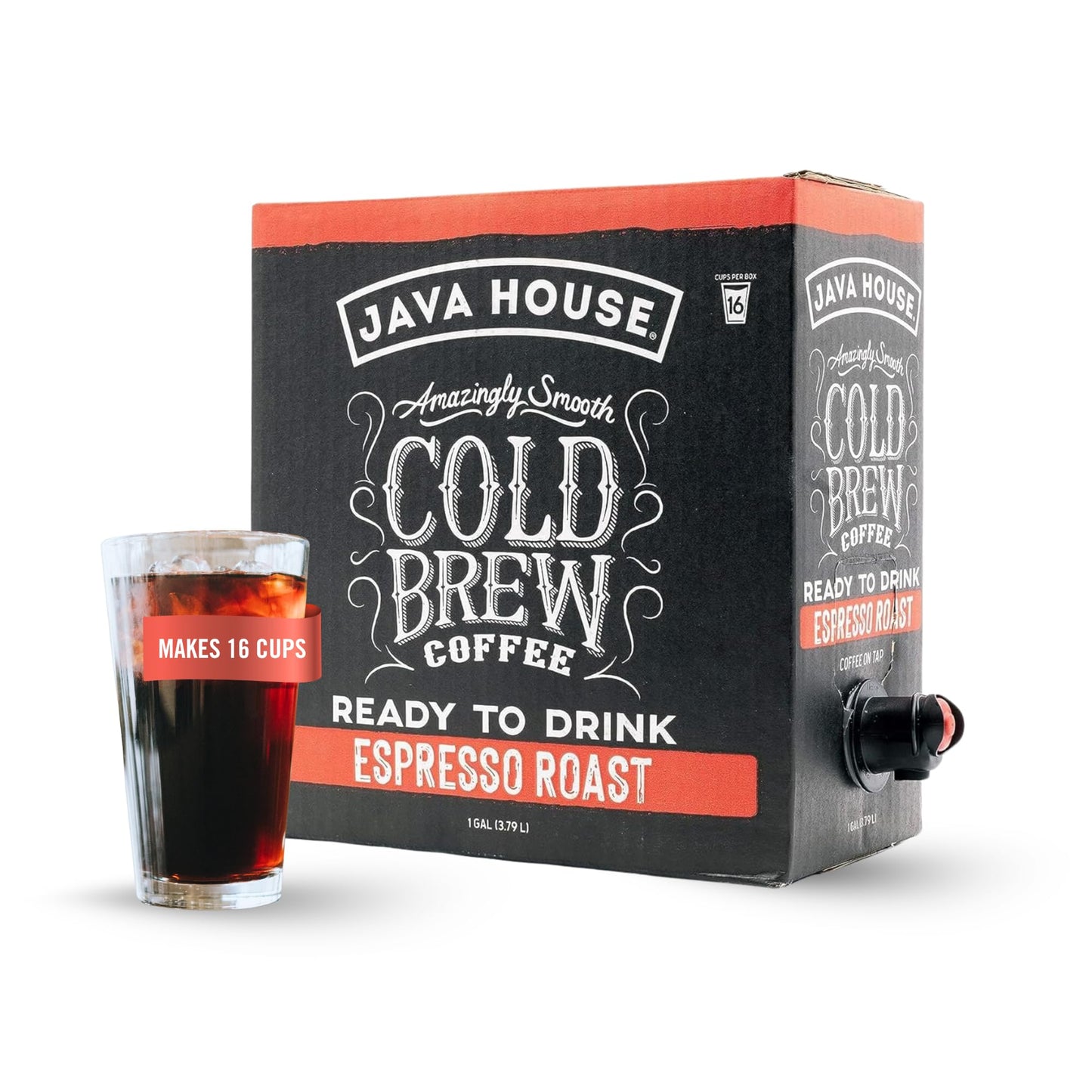 Java House dark roast Liquid Cold Brew Coffee On Tap, Espresso, 128 Fl Oz