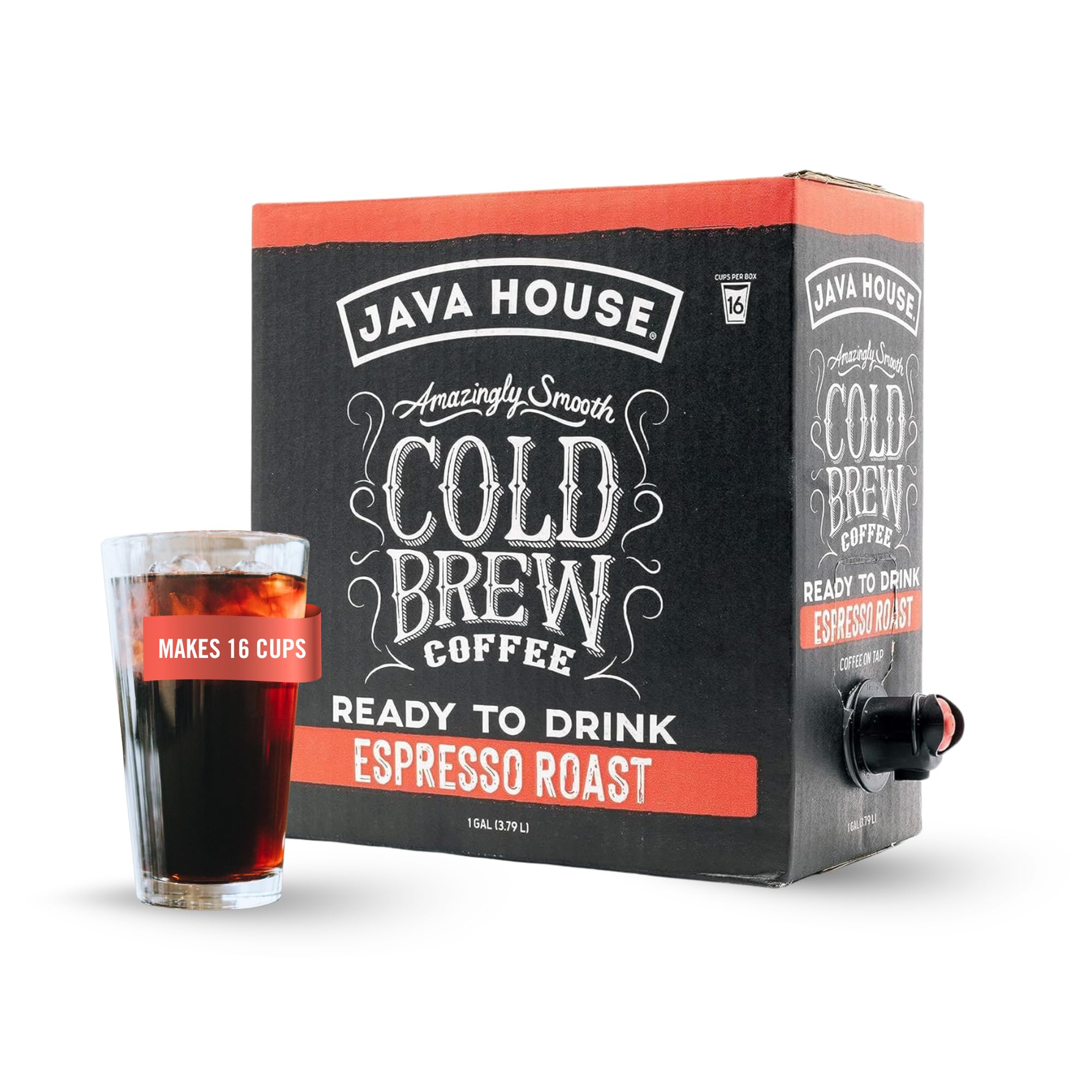 Java House dark roast Liquid Cold Brew Coffee On Tap, Espresso, 128 Fl Oz