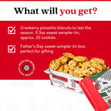 David's Cookies Father's Day Cranberry Pistachio Biscuits In Sweet Sampler Tin - Irresistible Crunch, Snacks And Bakery Treats - Ideal for Snacking