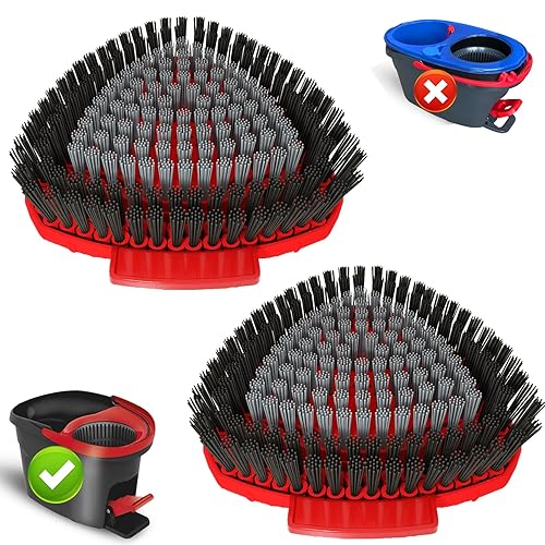 2 Pack Upgrade Scrub Brush Replace Heads Compatible with O Cedar EasyWring 1 Tank Spin Mop,Mop Replacement Scrubber Head Brush,Floor Cleaning