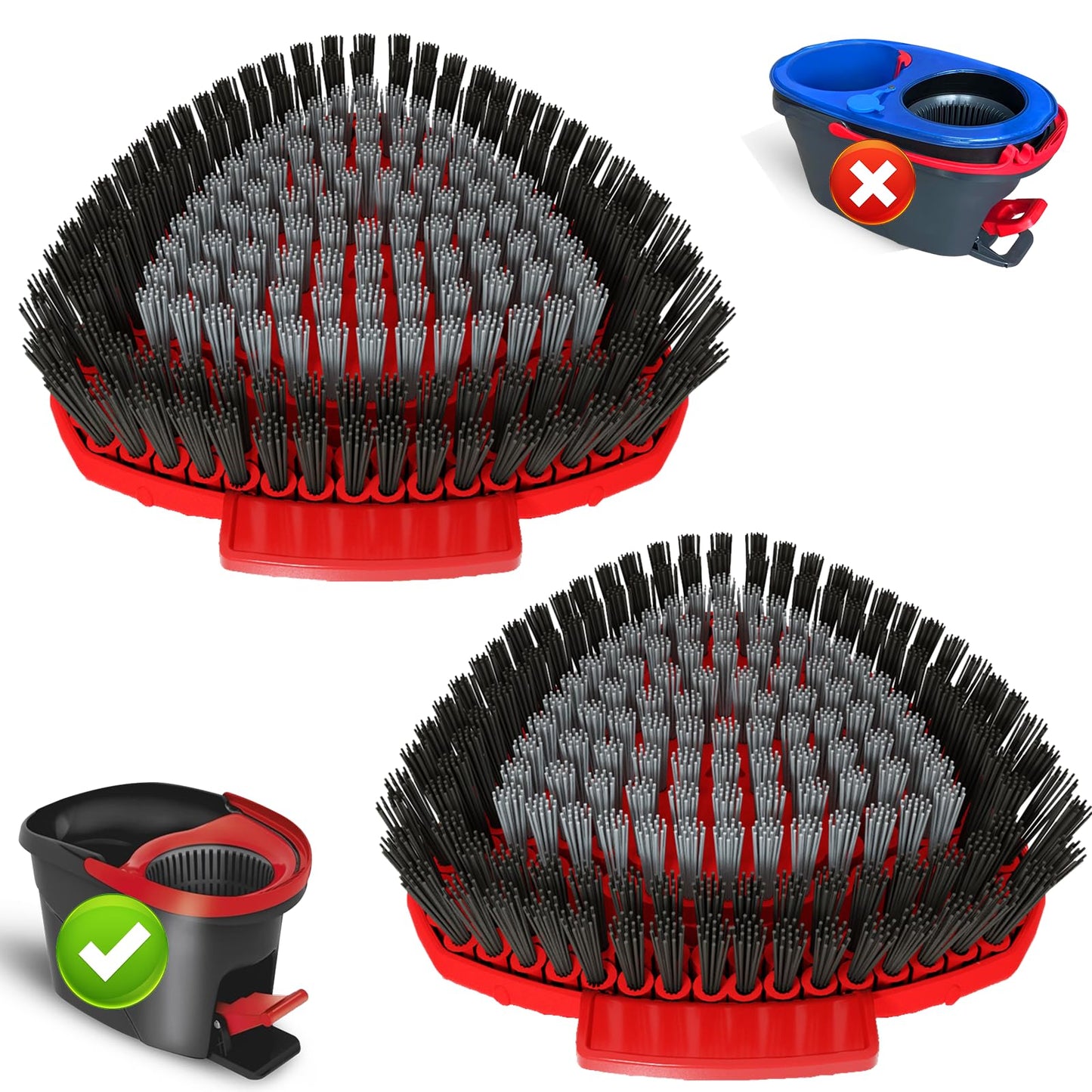 2 Pack Upgrade Scrub Brush Replace Heads Compatible with O Cedar EasyWring 1 Tank Spin Mop,Mop Replacement Scrubber Head Brush,Floor Cleaning