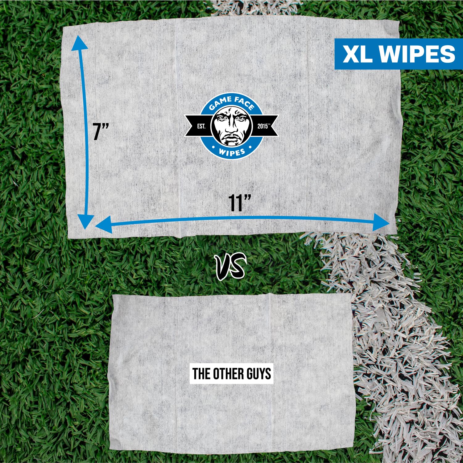 Game Face Cooling Face Wipes 25 Count XL Size Compostable Cloth Naturally Formulated and Lightly Scented Hydrating, Energizing, and Invigorating Wipes
