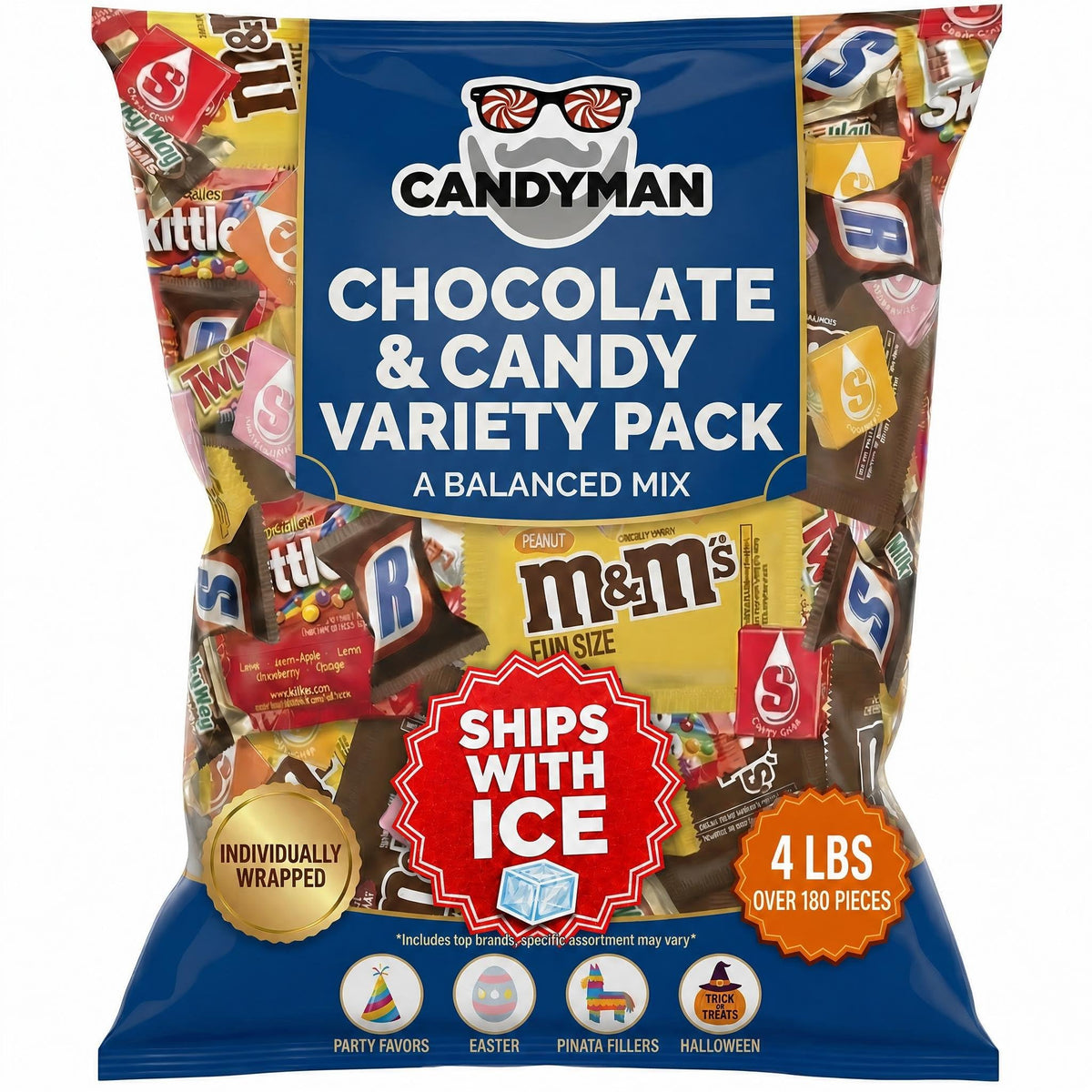 Candyman Candy Variety Pack, Bulk 4 lb Assorted Chocolate Candy Mix