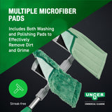 Unger Commercial SpeedClean Window Cleaning Kit, 11-Piece Set, 8-Inch Pad Holder with Microfiber Pads, 6-Foot Reach