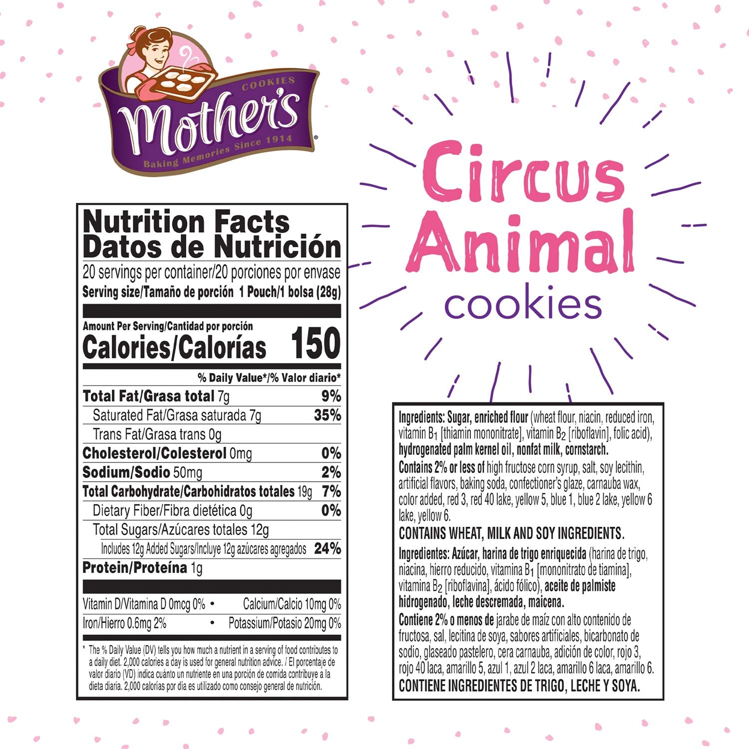 Mother’s Cookies, Original Circus Animal, 20 oz Caddy (20 Pack)