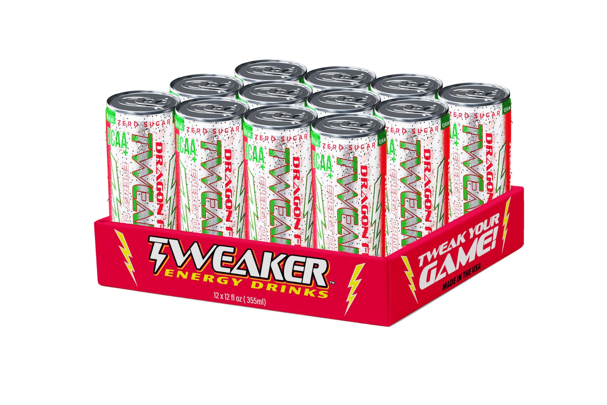 Tweaker Energy Drink Pre Workout - Sugar Free, Low Calorie, 110 mg Caffeine, Clean Energy Drink for Focus & Performance (12 oz, Pack of 12) (12 Ounce