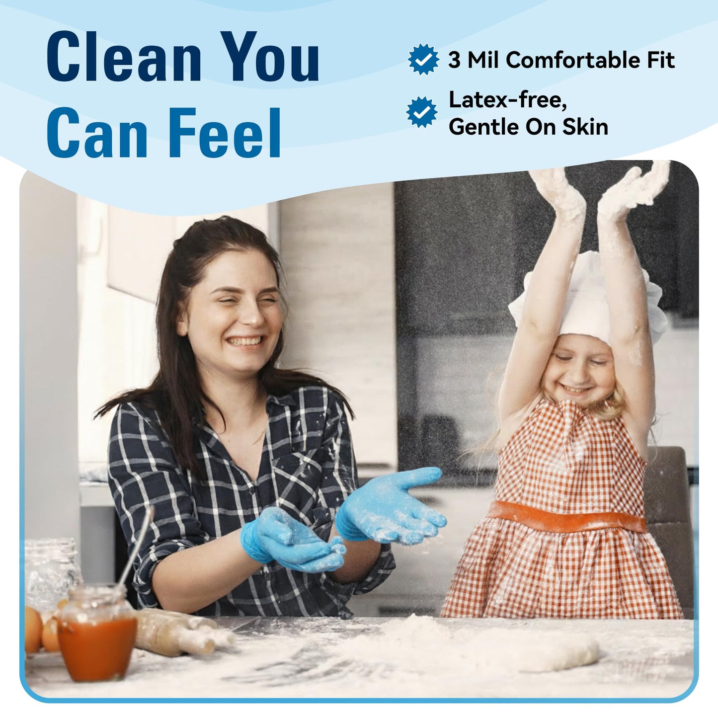 SWIFTLITE Food Safe Disposable Gloves, Blue Nitrile Rubber Gloves, Latex-Free Powder-Free for Food Prep, Cooking, Cleaning (Medium, 100)