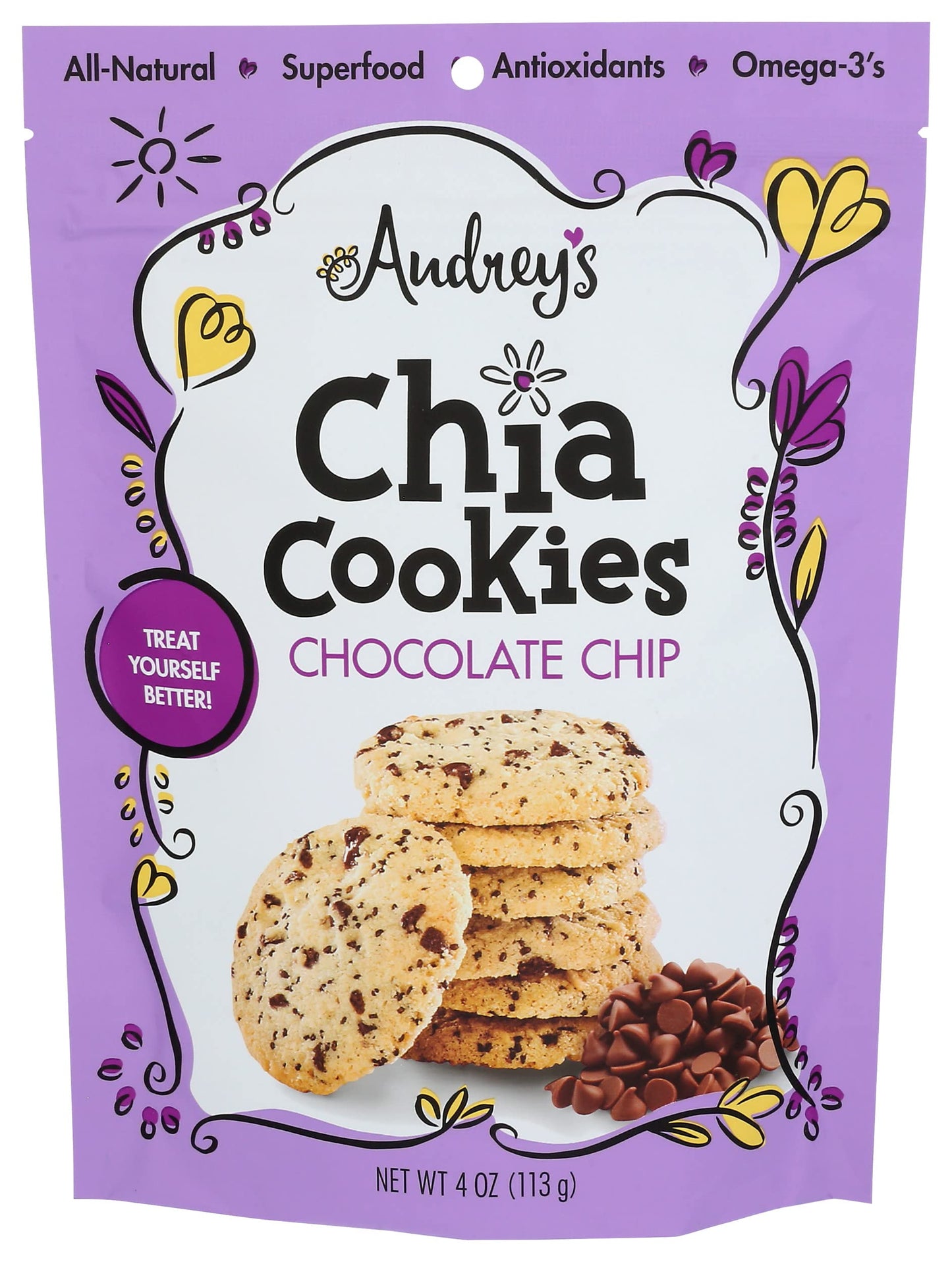 Audreys Chia Chia Chocolate Chip Cookies, 4 OZ