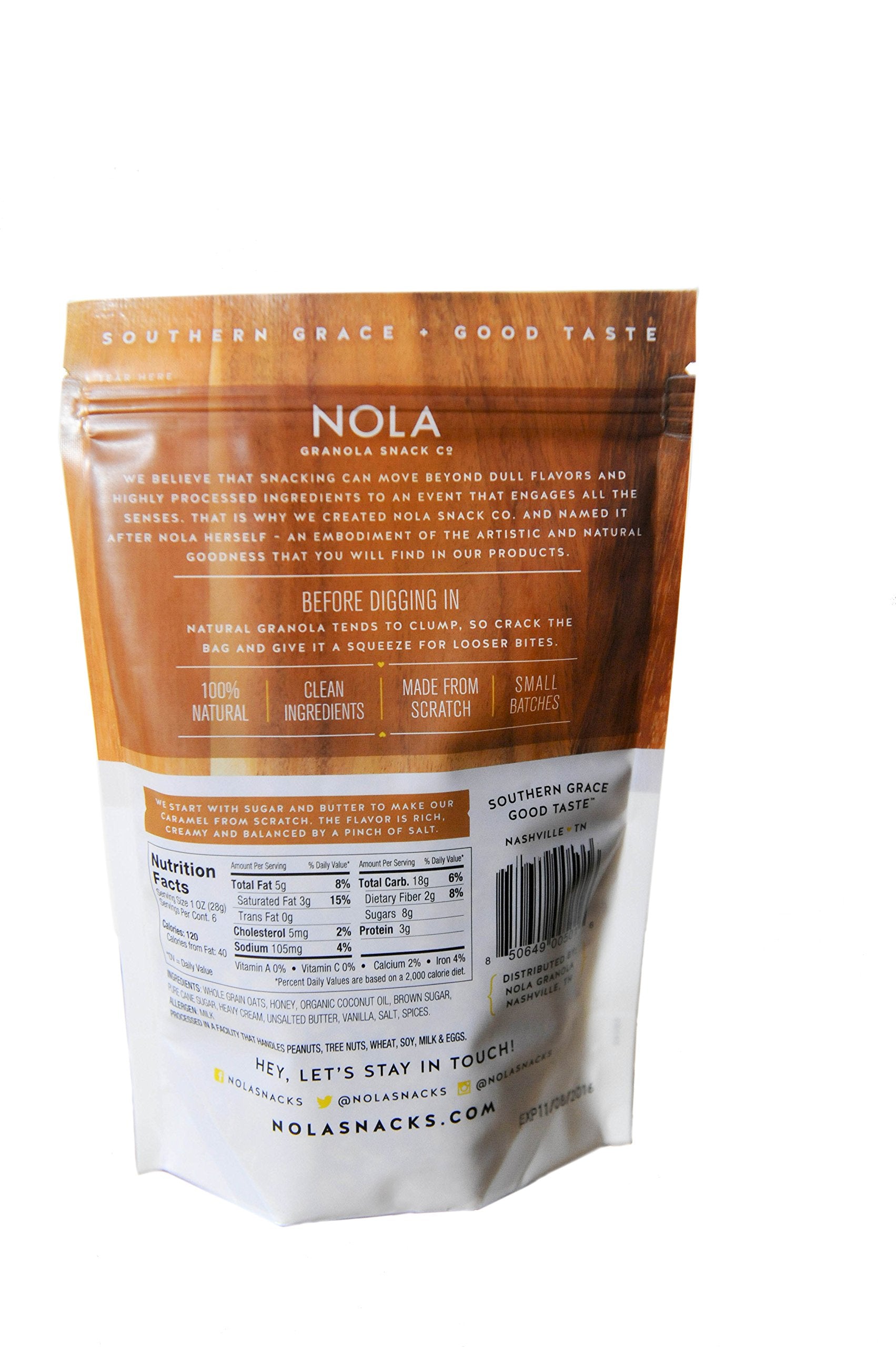 Nola Snack Co Salted Caramel Snack Grano Snacking Granola, Salted Caramel