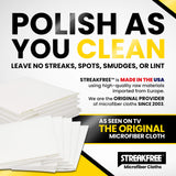 StreakFree Microfiber Glass Cleaning Cloths - 5 Pack 16x16 Lint Free Window & Mirror Cloths - Just Add Water, No Chemicals, Streak-Free Shine
