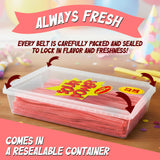 Sour Power Strawberry Candy Belts, 2.5 lb Bulk Tub Resealable, Vegan Strawberry Sour Belts Candy Since 1985, Soft Chewy Sweet Tart, Non-GMO Gelatin