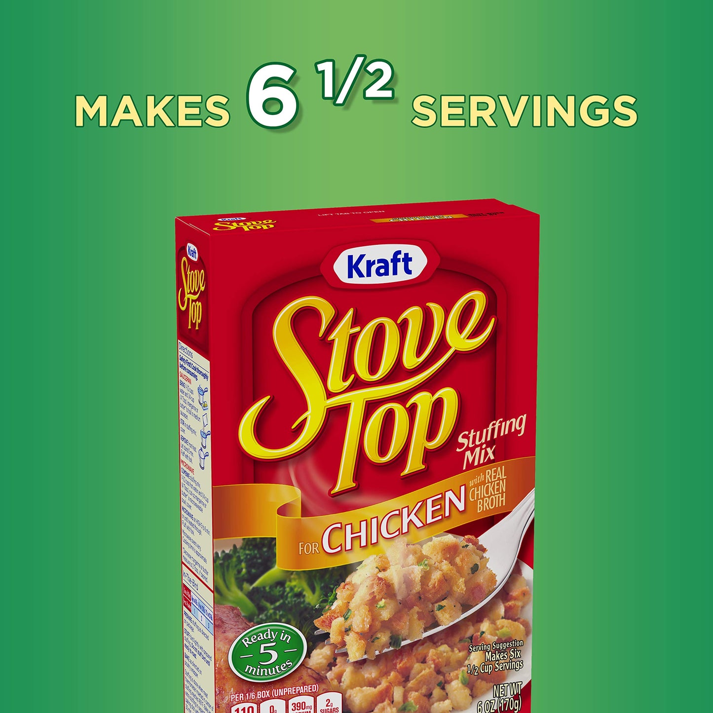 Stove Top Chicken Stuffing Mix, Instant Side Dish for Chicken and Holiday Meals, Savory Seasoned Bread Stuffing, Ready in 5 Minutes, 6 Ounce Boxes