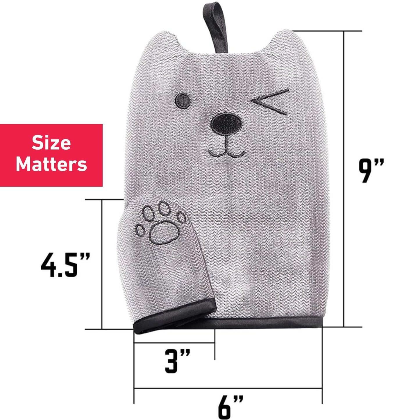GPCA Pet Hair Removal Glove Reusable Lint & Fur Remover for Car Seats, Carpets & Furniture, Double-Sided Winking Mitten Pet Hair Glove, Hair Catcher