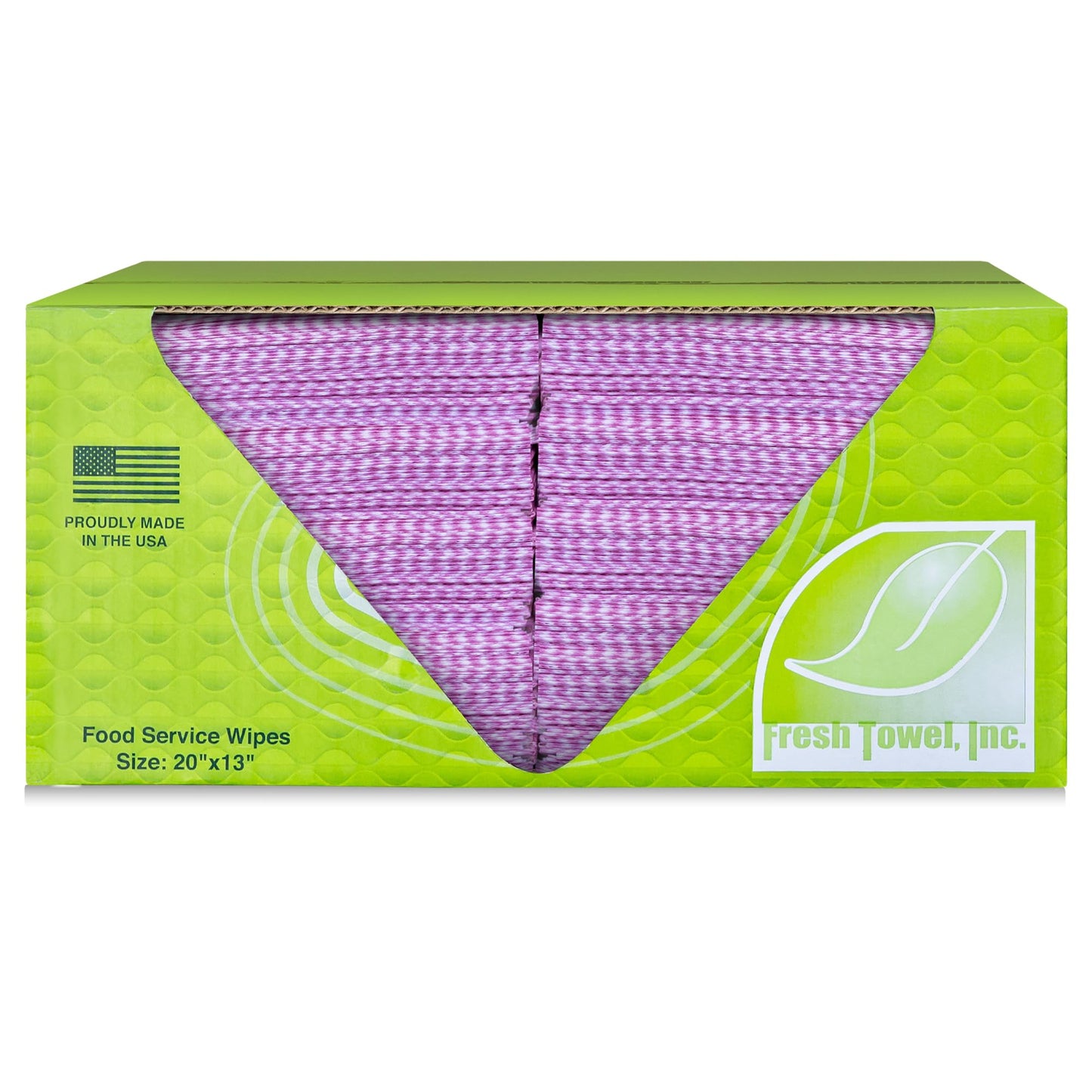 Fresh Towel Foodservice Reusable Paper Towels - 1/4 Fold, 13 x 20 inches - Pink Straight Line Pattern (1 Case of 200) All Purpose Cleaning Towels