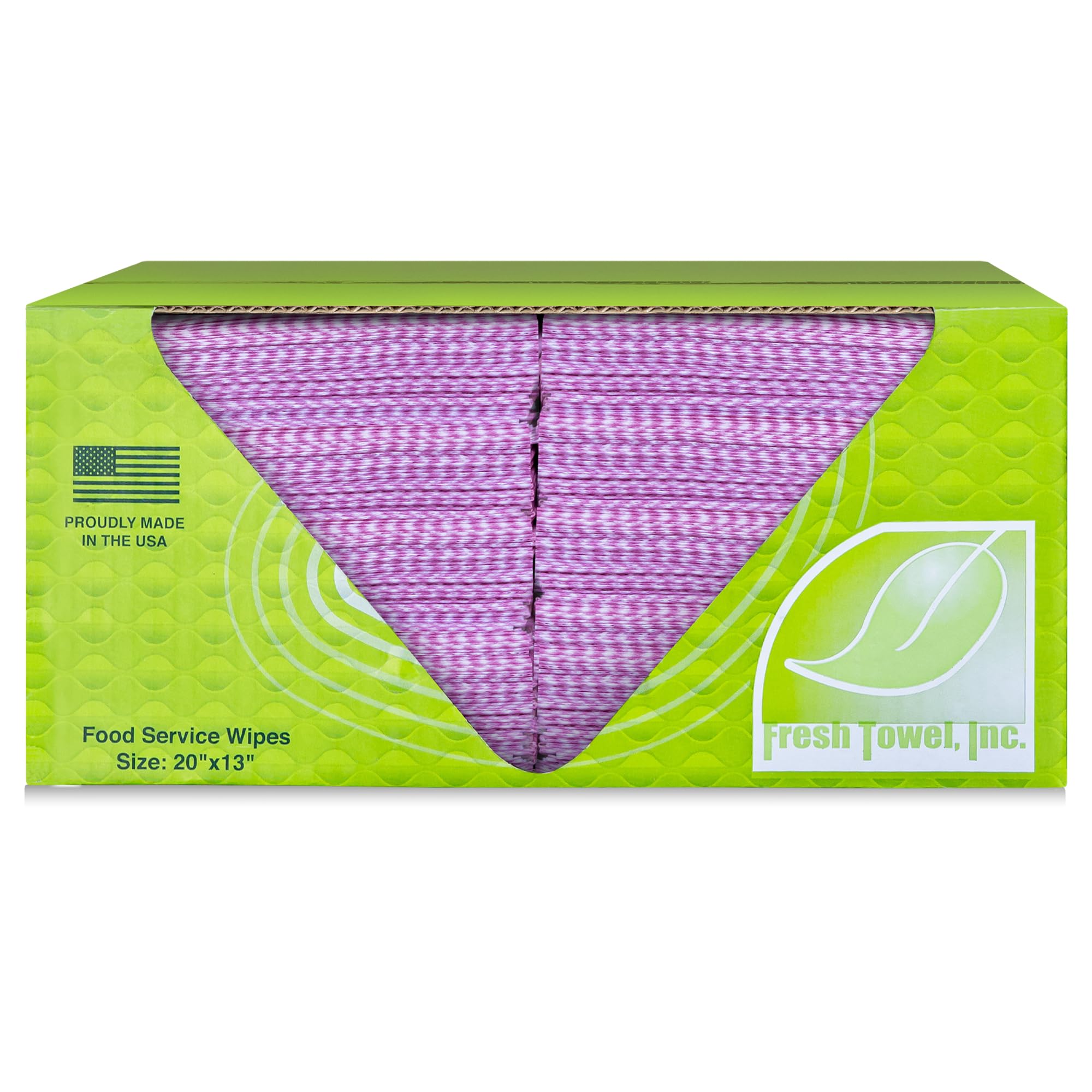 Fresh Towel Foodservice Reusable Paper Towels - 1/4 Fold, 13 x 20 inches - Pink Straight Line Pattern (1 Case of 200) All Purpose Cleaning Towels