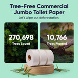 Save Trees Jumbo Toilet Paper Commercial Rolls - Bamboo, 12 Rolls per Case, 1000 Feet Non-Perforated, 2-ply, White, Bulk Toilet Paper for Commercial