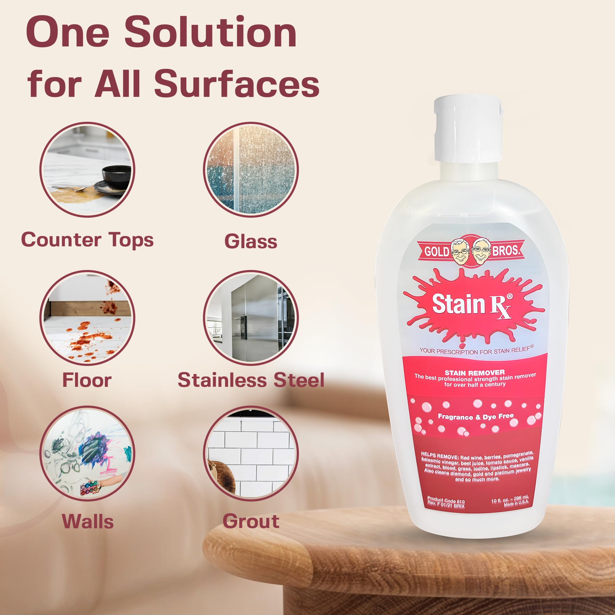 Stain Rx Stain Remover, Effectively Eliminates Stains from Wine, Berries & Blood on Fabrics, Carpets, Upholstery & Jewelry, Dye-Free, Free from
