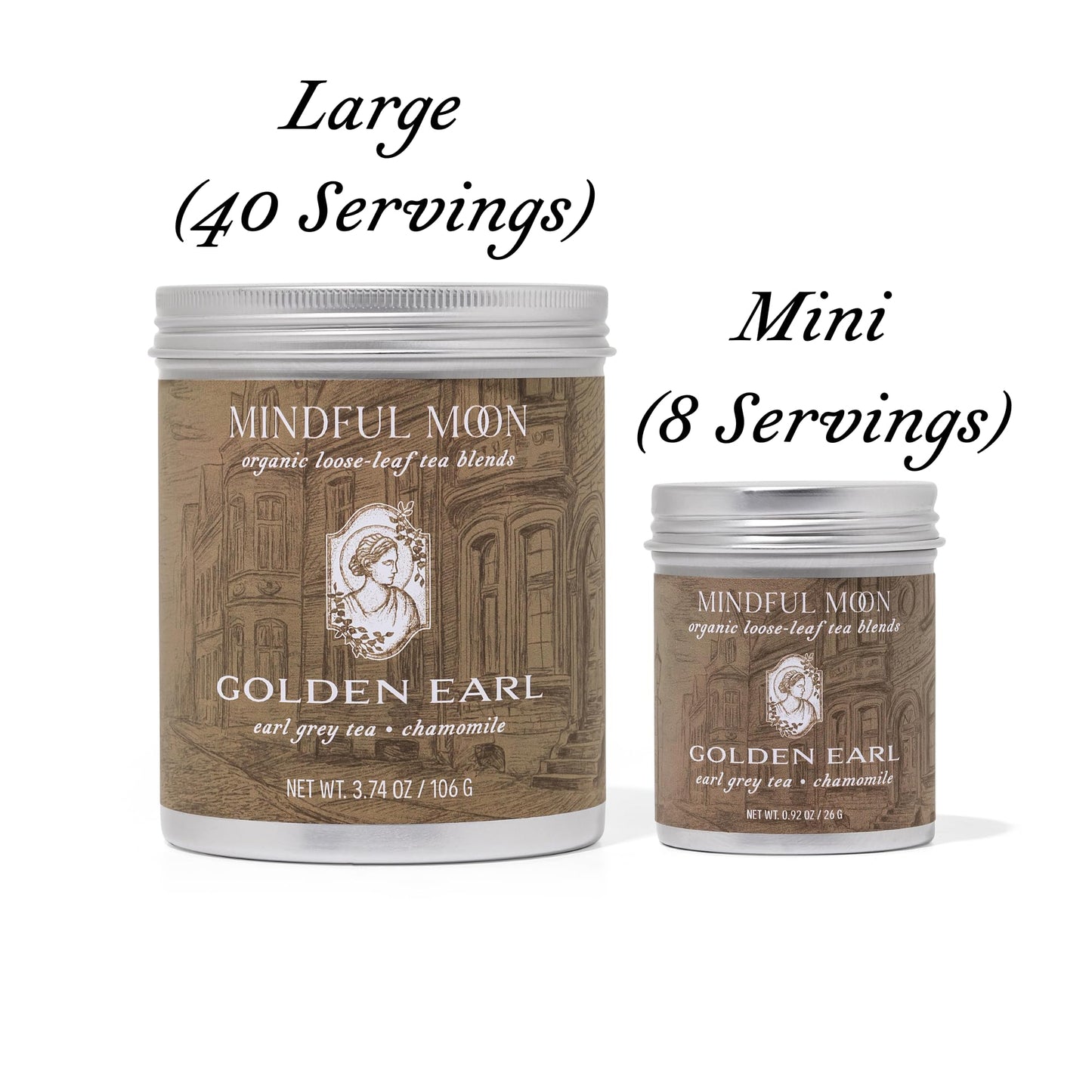 Golden Earl Herbal Tea by Mindful Moon - Earl Grey Blend with Chamomile & Natural Citrus Flavor - Caffeinated, Loose Leaf Tea (Large)
