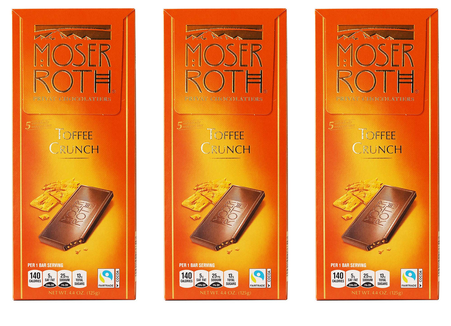 Moser Roth Fine German European Chocolate Toffee Crunch (3 Pack)