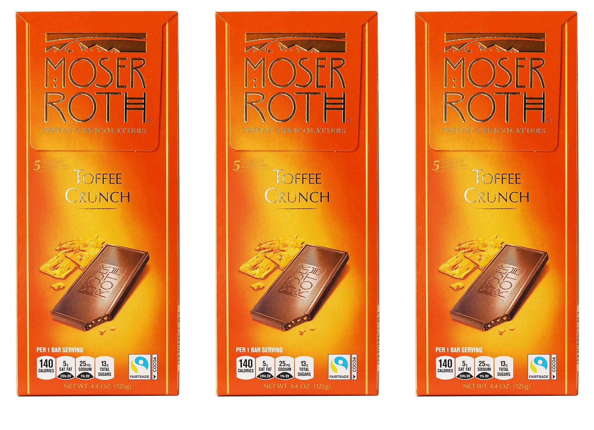 Moser Roth Fine German European Chocolate Toffee Crunch (3 Pack)
