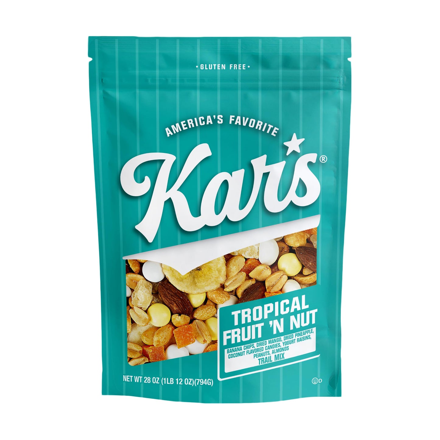 Kar’s Nuts Tropical Fruit ‘N Nut Trail Mix, 28 oz Resealable Pouch (Pack of 1), Gluten-Free Trail Mix Snack
