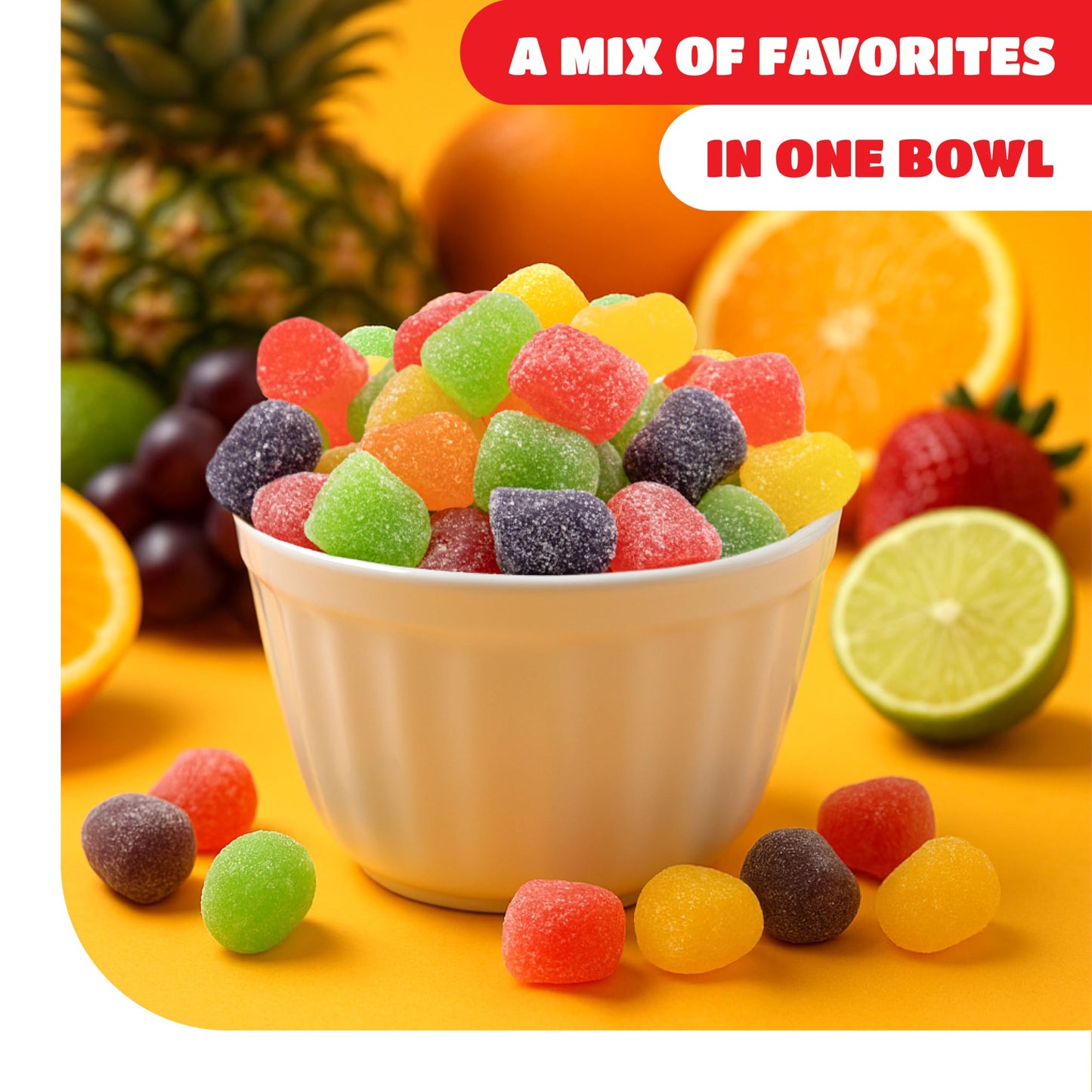 Gum Drops - 2 Pound Bulk Pack - Jelly Candy - Assorted Fruit Flavors - Christmas Candy for Holiday Snaking, Baking, and Gifting - Grape, Lime, Orange