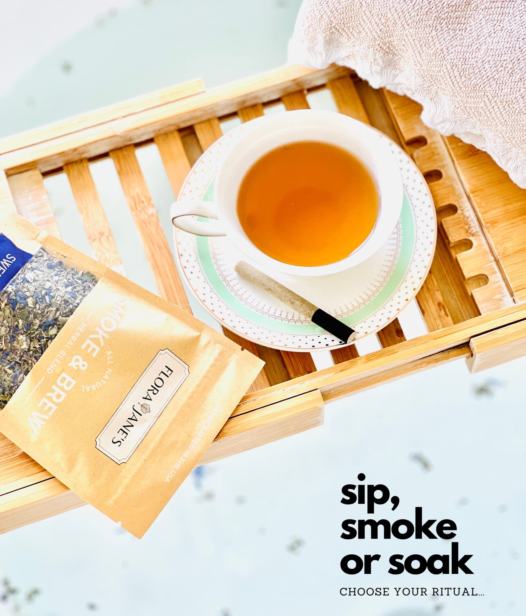 Herbal Blend for Smoke and Tea - Smoke & Brew Sweet Dreams for Relaxation and Sleep - Lavender and Chamomile - Organic and Wildcrafted Herbs - 1oz