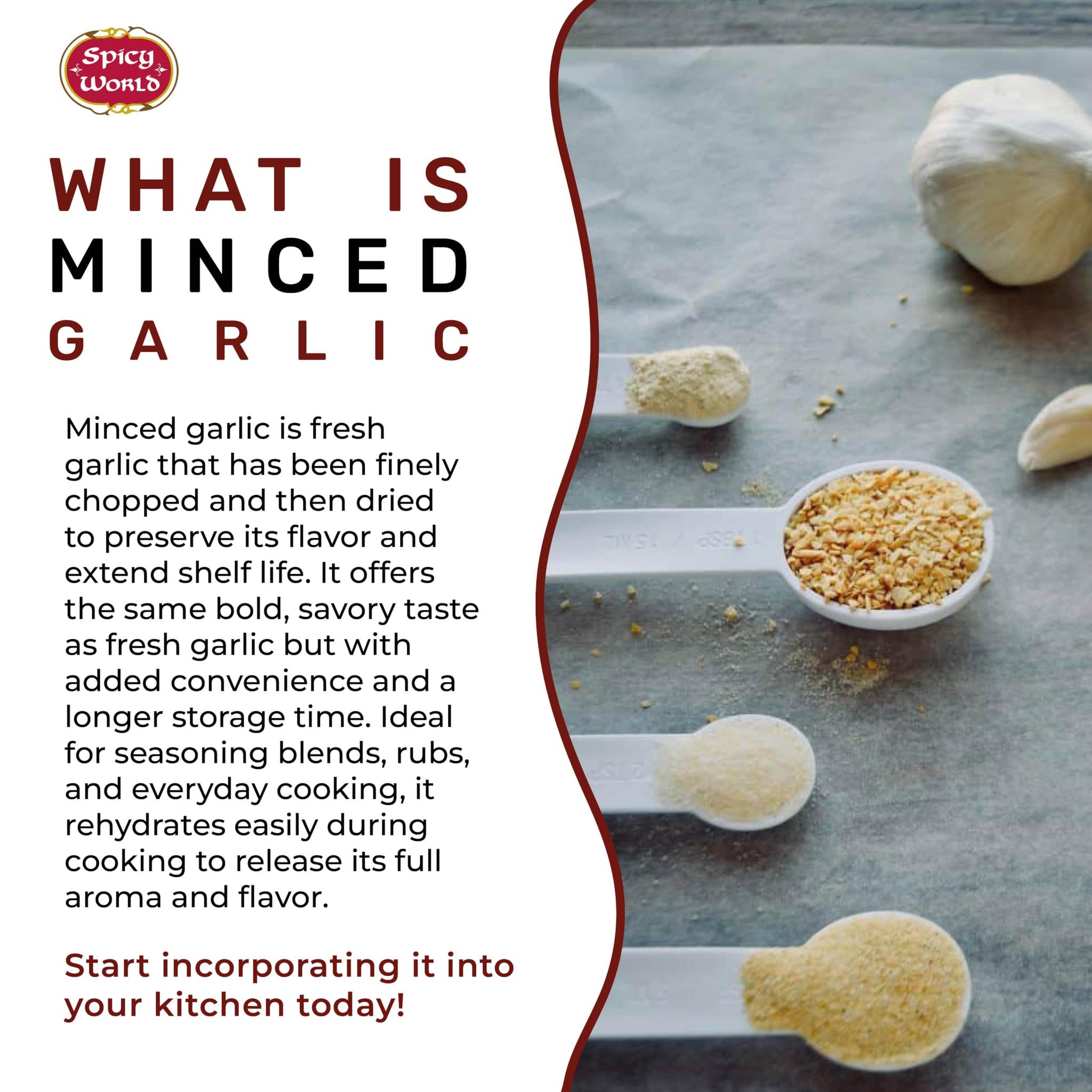 Spicy World Minced Garlic 5 LB Jar - Gluten Free, Dehydrated Garlic Minced, Non-GMO, Bulk Jar, Bold Flavor for Cooking, Seasoning, and Spice Blends