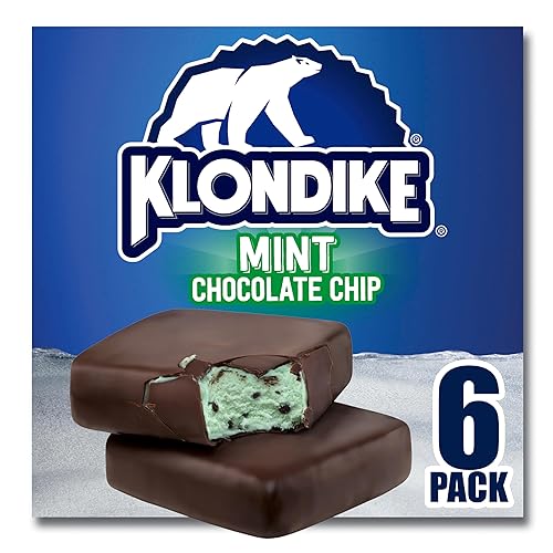 Klondike Frozen Dairy Dessert Bars Mint Chocolate Chip 6 Count for a Delicious Frozen Dessert Kosher Certified Frozen Dessert Made With No Artificial