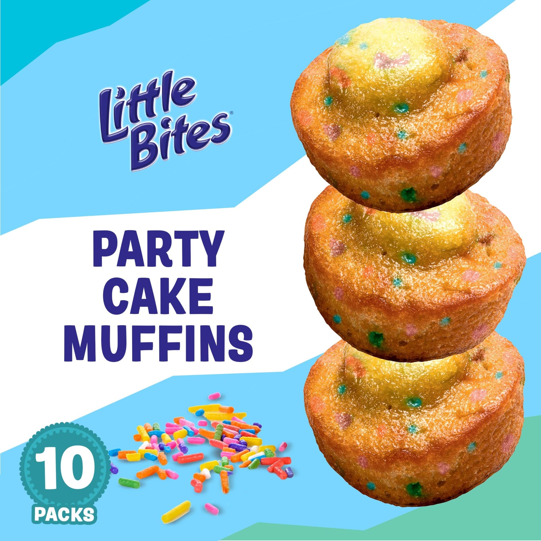 (Value Pack) Little Bites Party Cake Muffins, 10 individual packs, (1.5 oz each), Cake and Sprinkles Mini Muffins, 15 oz Multipack