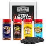 Branten's BBQ Rub Gift Box Combo: Four Bottles of Seasoning for Meat and Vegetables, Gluten Free, Total of 49.5 Ounces, with BBQ Silicone Mitt