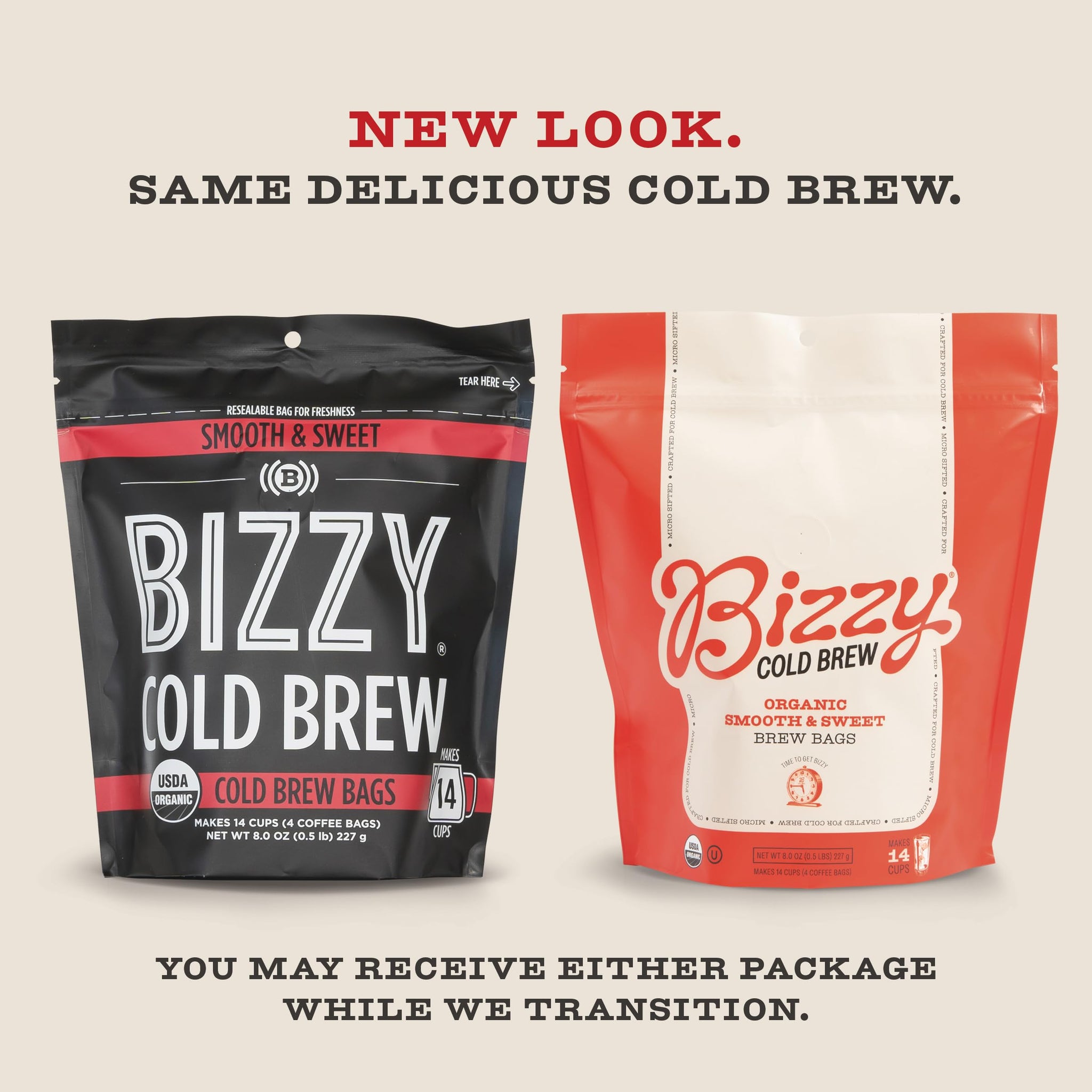 Bizzy Organic Cold Brew Coffee | Smooth & Sweet Blend | Coarse Ground Coffee | Medium Roast | Micro Sifted | Specialty Grade | 100% Arabica | Brew