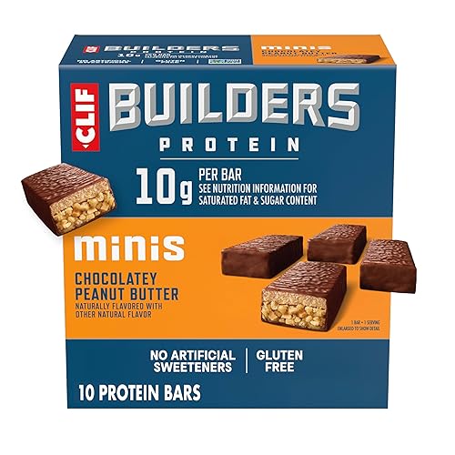CLIF BUILDERS Minis Protein Bars - Chocolatey Peanut Butter - 10g Plant Based Protein - Gluten Free - Non-GMO - Low Glycemic - No Artificial