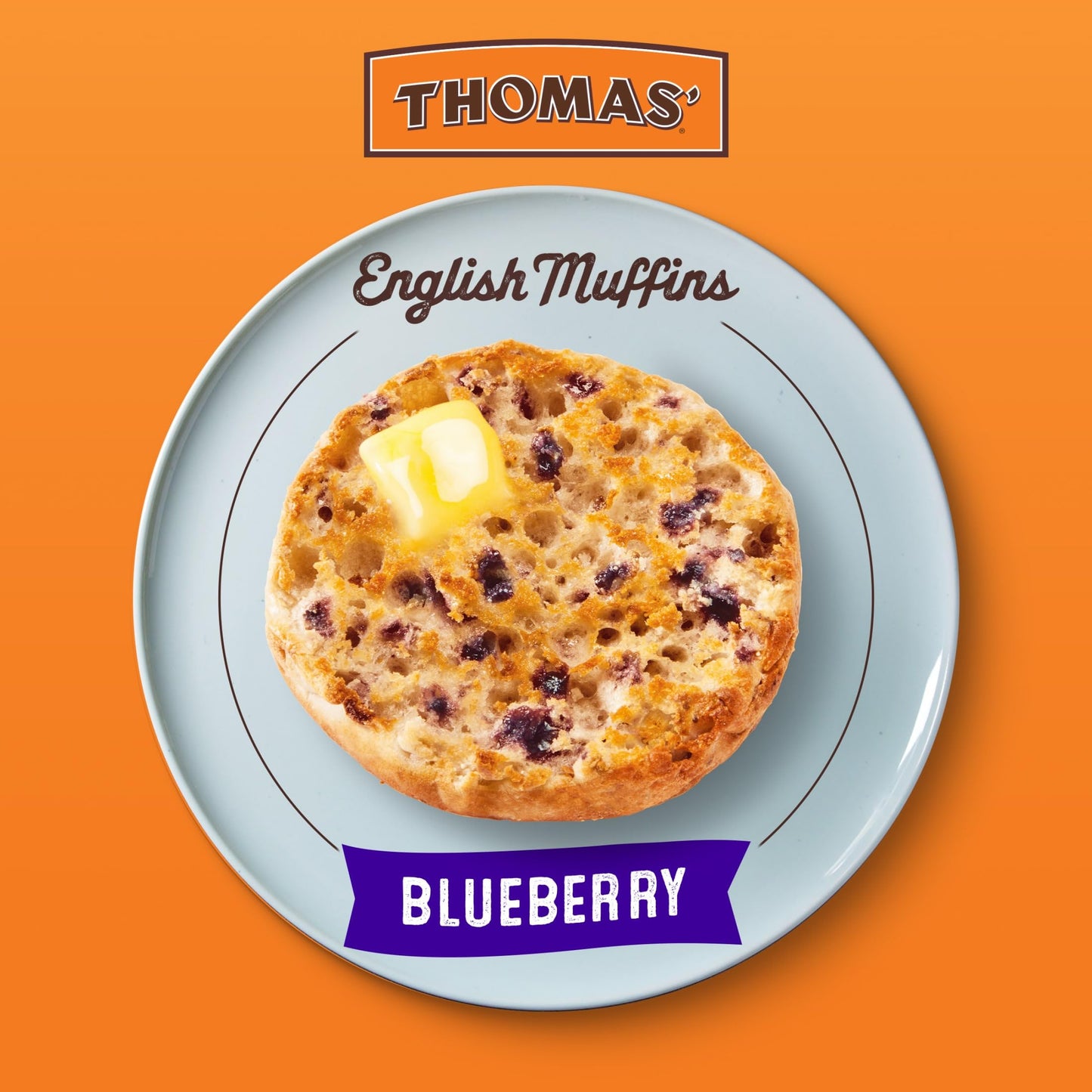 Thomas’ Blueberry English Muffins, Naturally and Artificially Flavored, 6 Count, 13 Oz Package of English Muffins