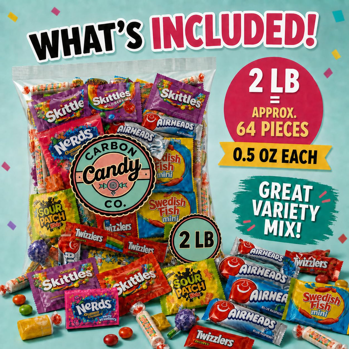 Pinata Candy Variety Pack - 2 Lb Assorted Mix, Pinata Stuffers for Kids
