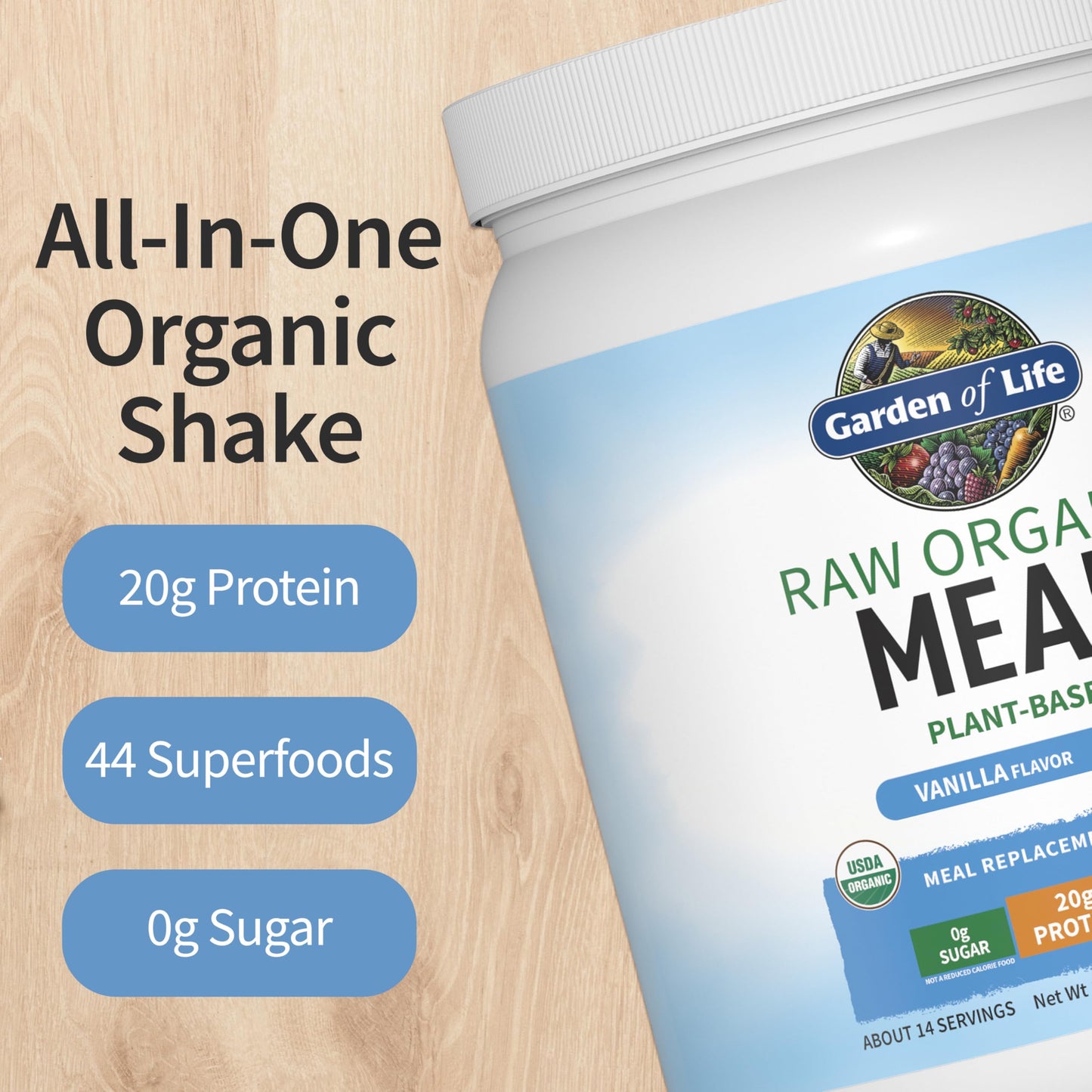 Garden of Life Meal Replacement Shakes, Raw Organic, Vanilla Protein Powder with Plant Based Pea Protein, Sprouts, Greens, Probiotics, Dairy Free 14