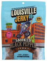 Louisville Jerky Co. Vegan Jerky Smoked Black Pepper, Plant Based High Protein Snack (3 Ounce, 1-Pack), Gluten Free Vegetarian Non-GMO