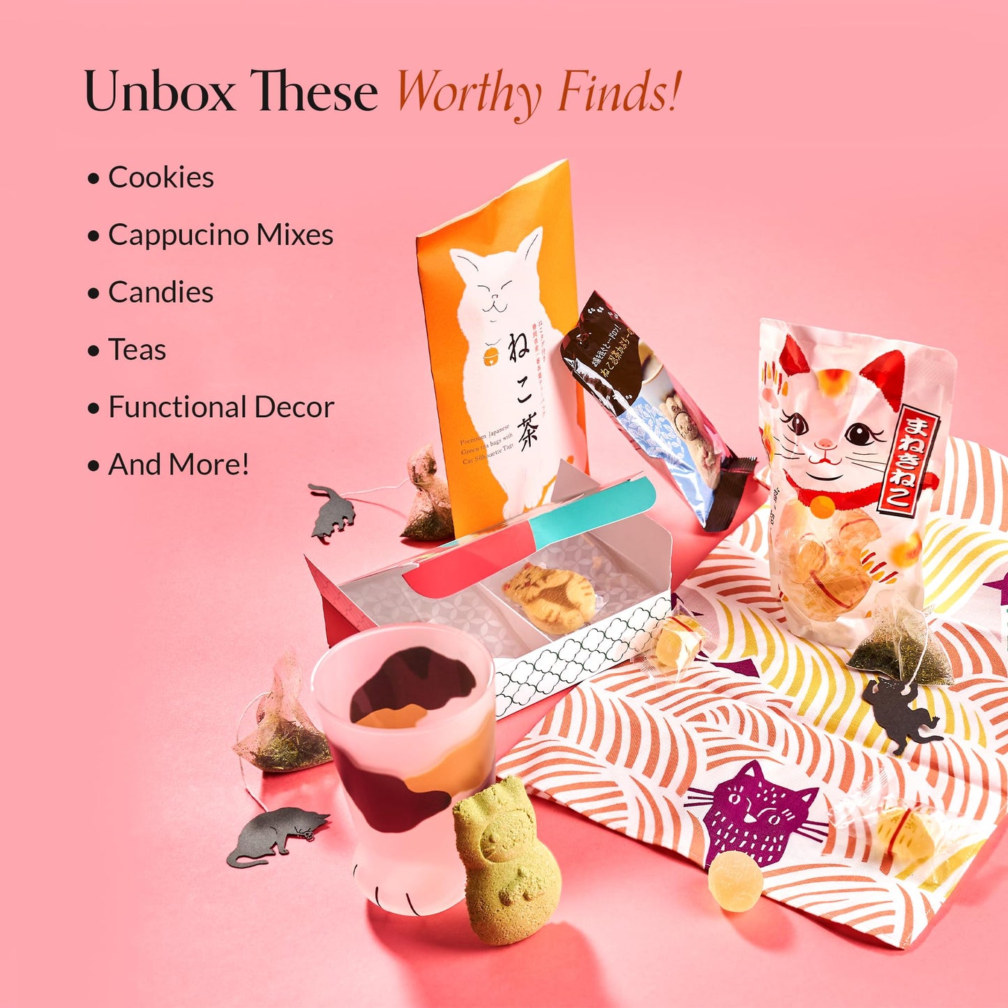 Bokksu The Cat Lover's Box - 10 Pieces of Cat Things for Cat Lovers with Treats, Teas, and Decorative Items, Ideal Cat Lover Gift for Women, Men
