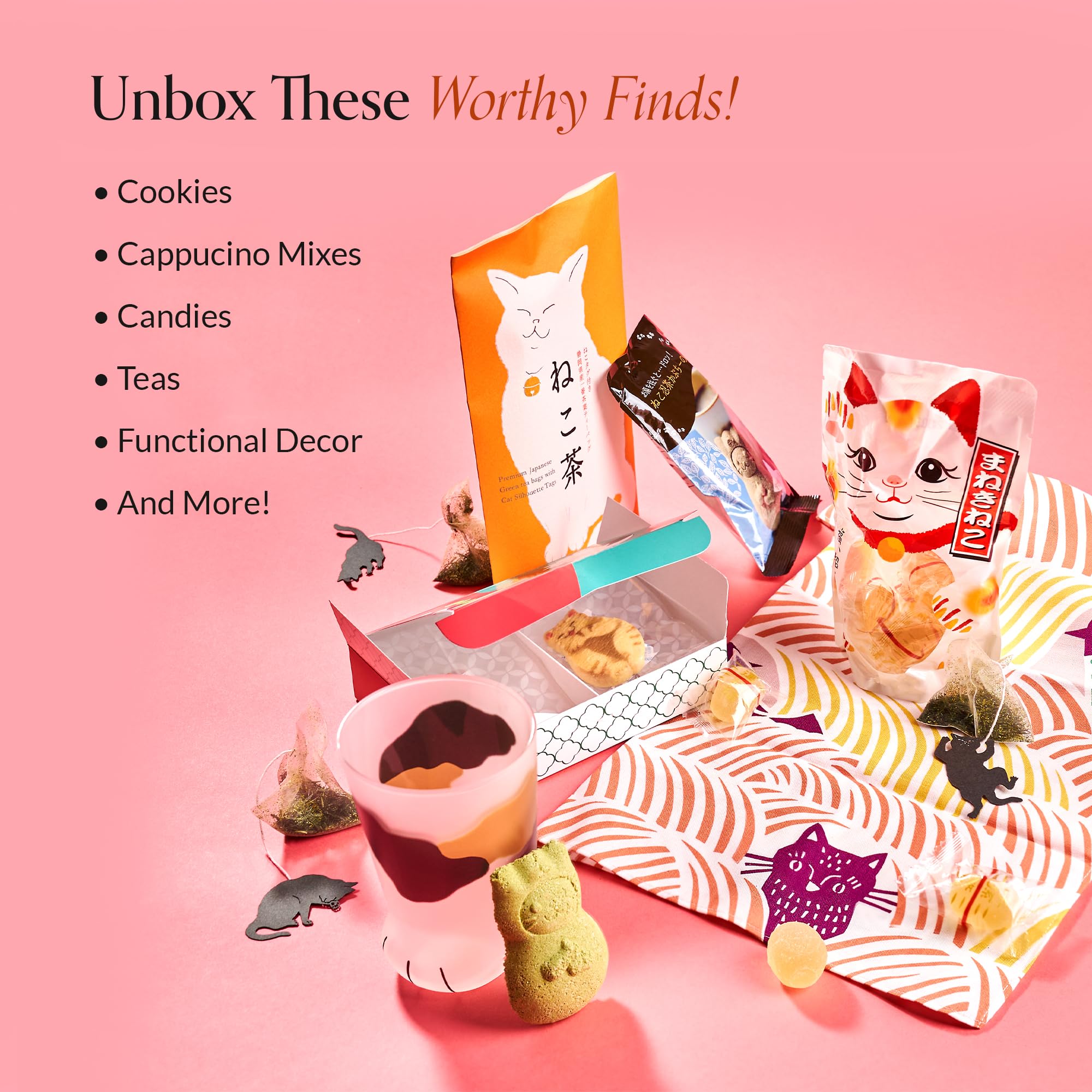 Bokksu The Cat Lover's Box - 10 Pieces of Cat Things for Cat Lovers with Treats, Teas, and Decorative Items, Ideal Cat Lover Gift for Women, Men