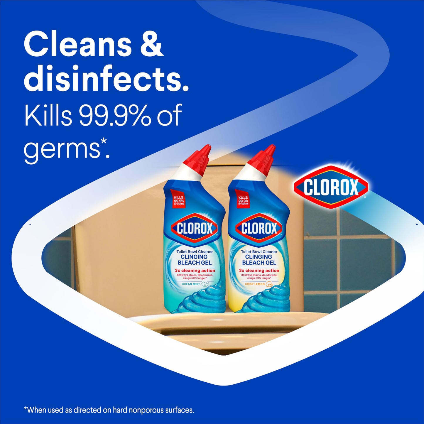 Clorox Toilet Bowl Cleaner Clinging Bleach Gel, Ocean Mist, 24 Fluid Ounces (Package May Vary)