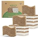 AEROZZ 10 Pack Biodegradable Natural Sponges Kitchen - Compostable Cellulose and Coconut Walnut Scrubber Sponge - Non Scratch Eco Friendly Quick