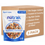 NuTrail Nut Granola Cereal, Blueberry Cinnamon, No Sugar Added, Gluten Free, Grain Free, Keto, Low Carb, Healthy Breakfast Cereal 8 oz. 3 Count