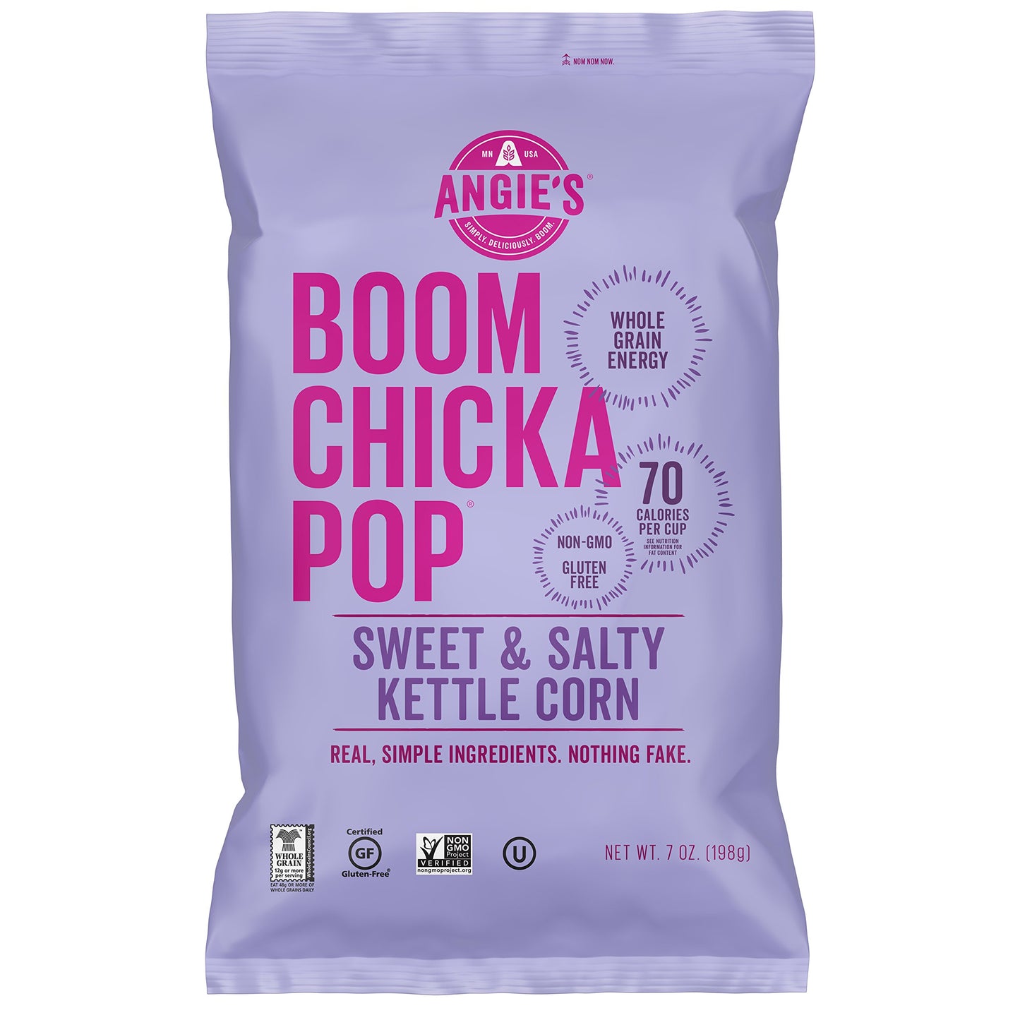 Angie's BOOMCHICKAPOP Sweet & Salty Kettle Corn Popcorn, 7 Ounce Bag (Pack of 12 Bags)