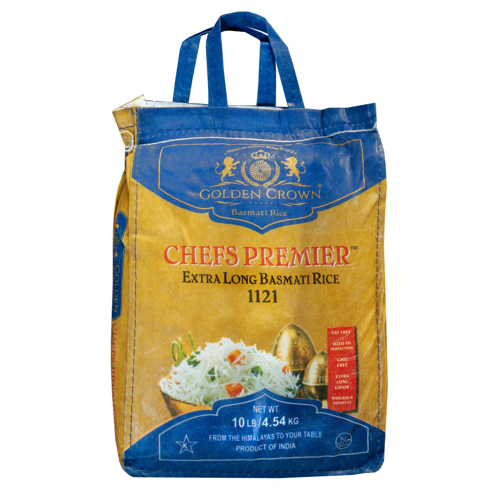 Golden Crown Chefs Premier Basmati Rice - 160 oz (10LB) | Extra Long Aromatic Sella Rice | Fat-Free, Gluten-Free Whole Grain | Tasty and Delicious Flavorful
