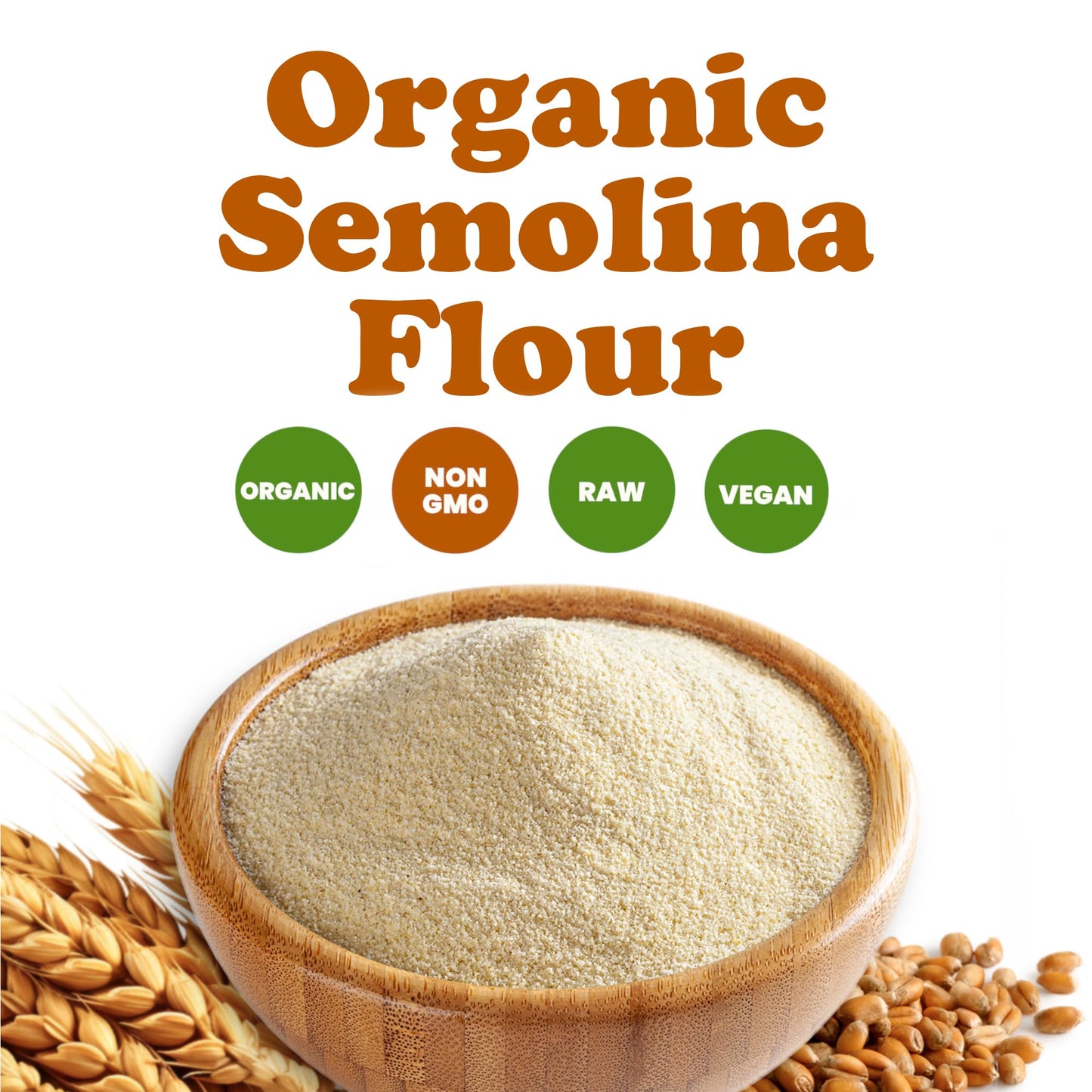 Food to Live Organic Italian Semolina Flour, 1 Pound - Premium Durum Wheat, Perfect for Pasta and Pizza Dough, Ideal for Authentic Italian Recipes.